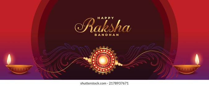 elegant floral style raksha bandhan festival background with diya and rakhi design 