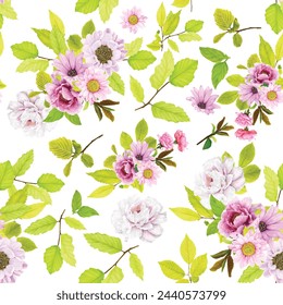 elegant floral summer seamless pattern illustration
