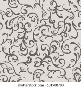 Elegant floral swirls designed abstract monochrome wallpaper 