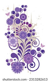 Elegant floral swirls in a trendy purple hue. Perfect for wedding invitations and romantic greetings. Vector illustration.