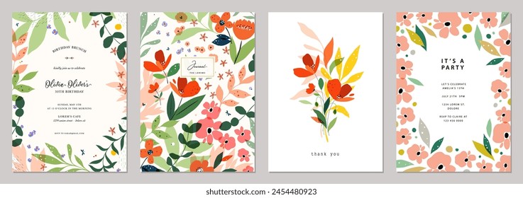 Elegant floral templates. For wedding invitation, birthday and Mothers Day cards, flyer, poster, banner, brochure, email header, post in social networks, advertising, events and page cover.