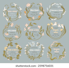Elegant Floral templates for Wedding invitations. Vector.