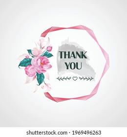 Elegant floral Thank You Card Design in a Rectangle Shape