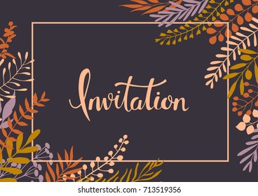 elegant floral twigs and branches invitation background 