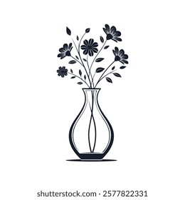 Elegant Floral Vase Illustration eps