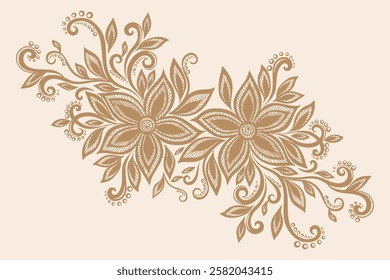 Elegant floral vector illustration in a golden-brown color scheme, perfect for decorative designs, invitations, backgrounds, and greeting cards.