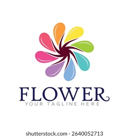 Elegant Floral Vector Logo with Blooming Petals and Graceful Lines