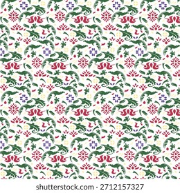 Elegante patrón de Vector floral con hojas y flores