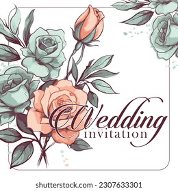 Elegant Floral Vector for Wedding Invitation Card