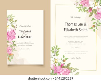 Diseño de plantilla de invitación de boda de vector floral elegante