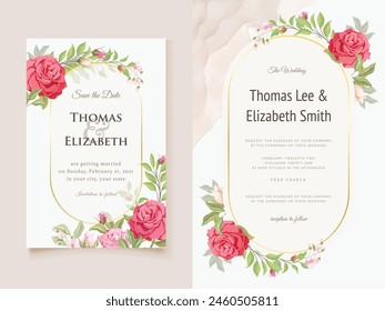 Elegant Floral Vector Wedding Invitation Template Design