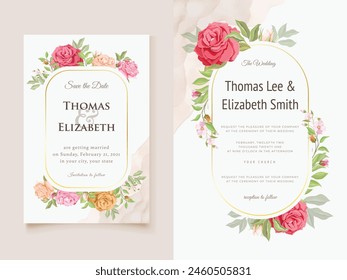 Elegant Floral Vector Wedding Invitation Template Design