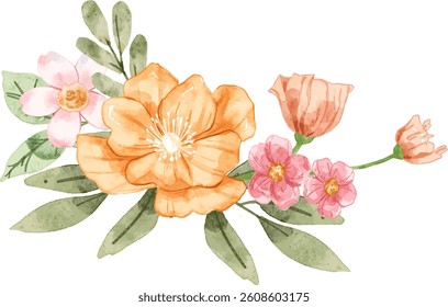 Elegant Floral watercolor Arrangement, suited for printing design on card invitation