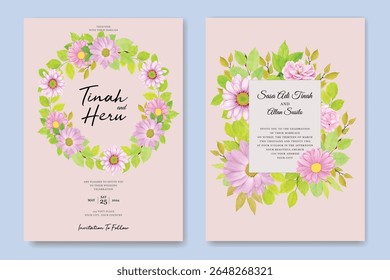 elegant floral wedding card set design