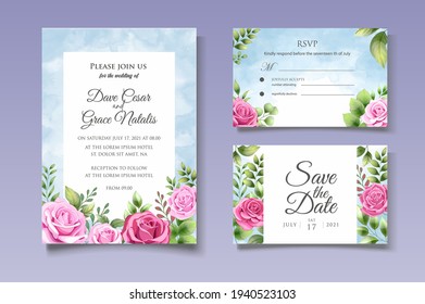 Elegant floral wedding invitation card template