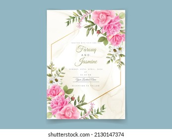 Elegant floral wedding invitation card template