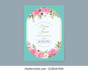 Elegant floral wedding invitation card template