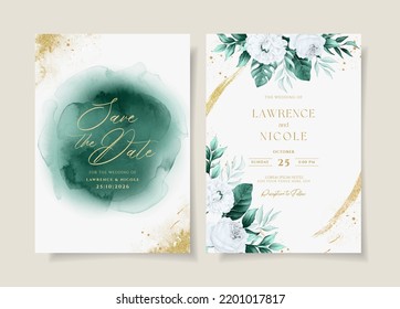 plantilla de tarjeta de invitación de boda floral elegante