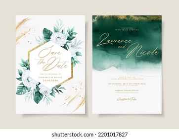 plantilla de tarjeta de invitación de boda floral elegante