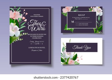Elegant Floral Wedding Invitation Card Set