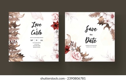 
Elegant floral wedding invitation card set