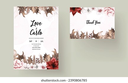 
Elegant floral wedding invitation card set