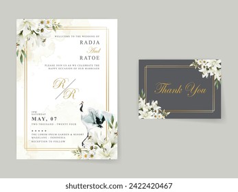 elegant floral wedding invitation card set template