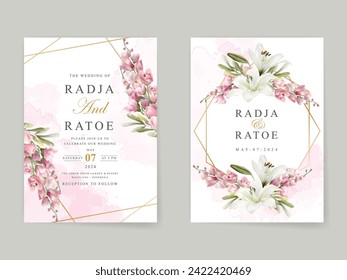 elegant floral wedding invitation card set template