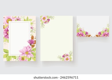 elegant floral wedding and invitation card design