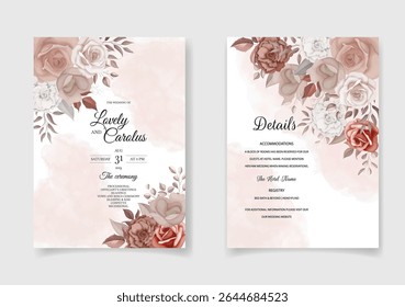 Elegant Floral Wedding Invitation Card Template. Illustrator and designer. Wedding Invites, save the date, Birthday Invites, Video Invites, E-Cards.