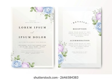 elegant floral wedding invitation card with roses design