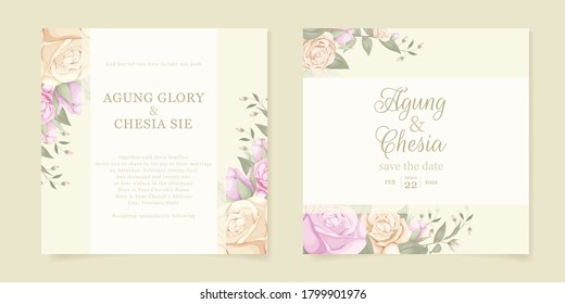 elegant floral wedding invitation concept for social media post