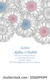 Elegant floral wedding invitation with lily flowers.