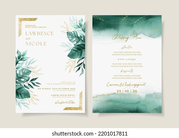 elegant floral wedding invitation and menu template