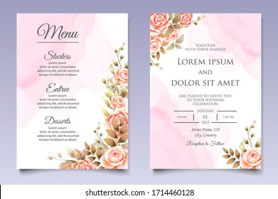Elegant floral wedding invitation template