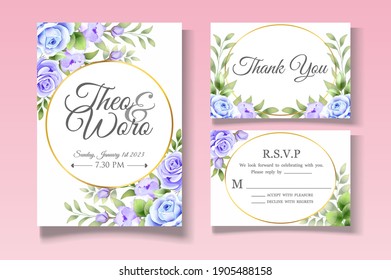 Elegant floral wedding invitation template with beautiful floral leaves