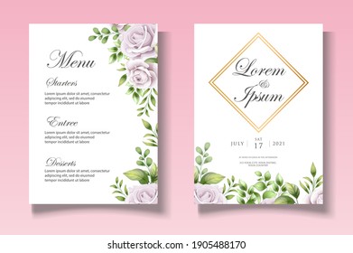 Elegant floral wedding invitation template with beautiful floral leaves