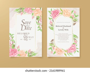 Elegant Floral Wedding Invitation Template Design, with rose flowers