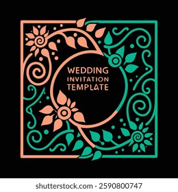 Elegant Floral Wedding Invitation Template with Soft Botanical Design