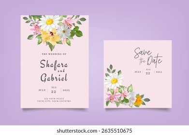 Elegant floral wedding invitation template