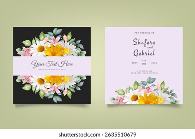 Elegant floral wedding invitation template