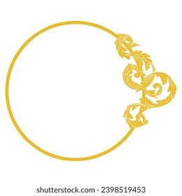 Elegant floral wedding invite with circle motif, Ribbon Banner Line Elegant Style