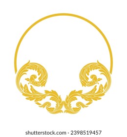Elegant floral wedding invite with circle motif, Ribbon Banner Line Elegant Style