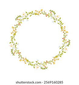 Elegant floral wreath design featuring delicate blossoms and greenery for seasonal celebrations or decor