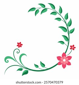 Elegant floral wreath with leaves and pink blossoms design for business presentations and cards