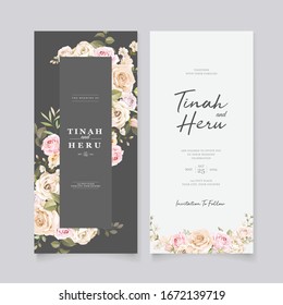 Elegant floral wreath wedding card template