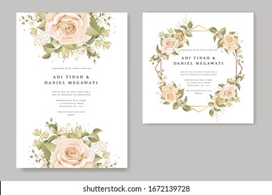 Elegant floral wreath wedding card template