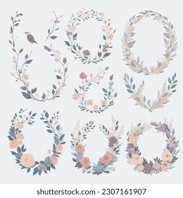 Elegant Floral Wreath Wedding Invitation Collection with Hand-Drawn Accents.
