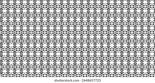 Elegante padrão abstrato de inspiração floral com simetria circular e linhas pretas curvas. Motivo de repetição ideal para têxteis, fundos ou decoração artística.
