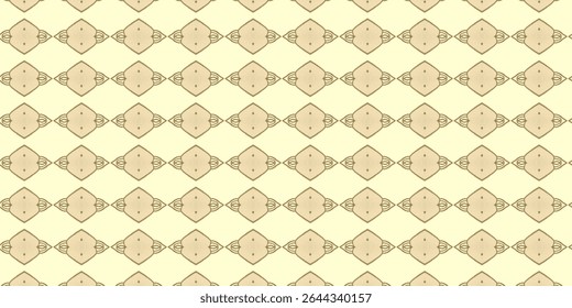 Elegant floral-inspired seamless pattern with symmetrical diamond shapes on a soft beige background. Perfect for vintage textiles, wallpaper, and classic designs.
